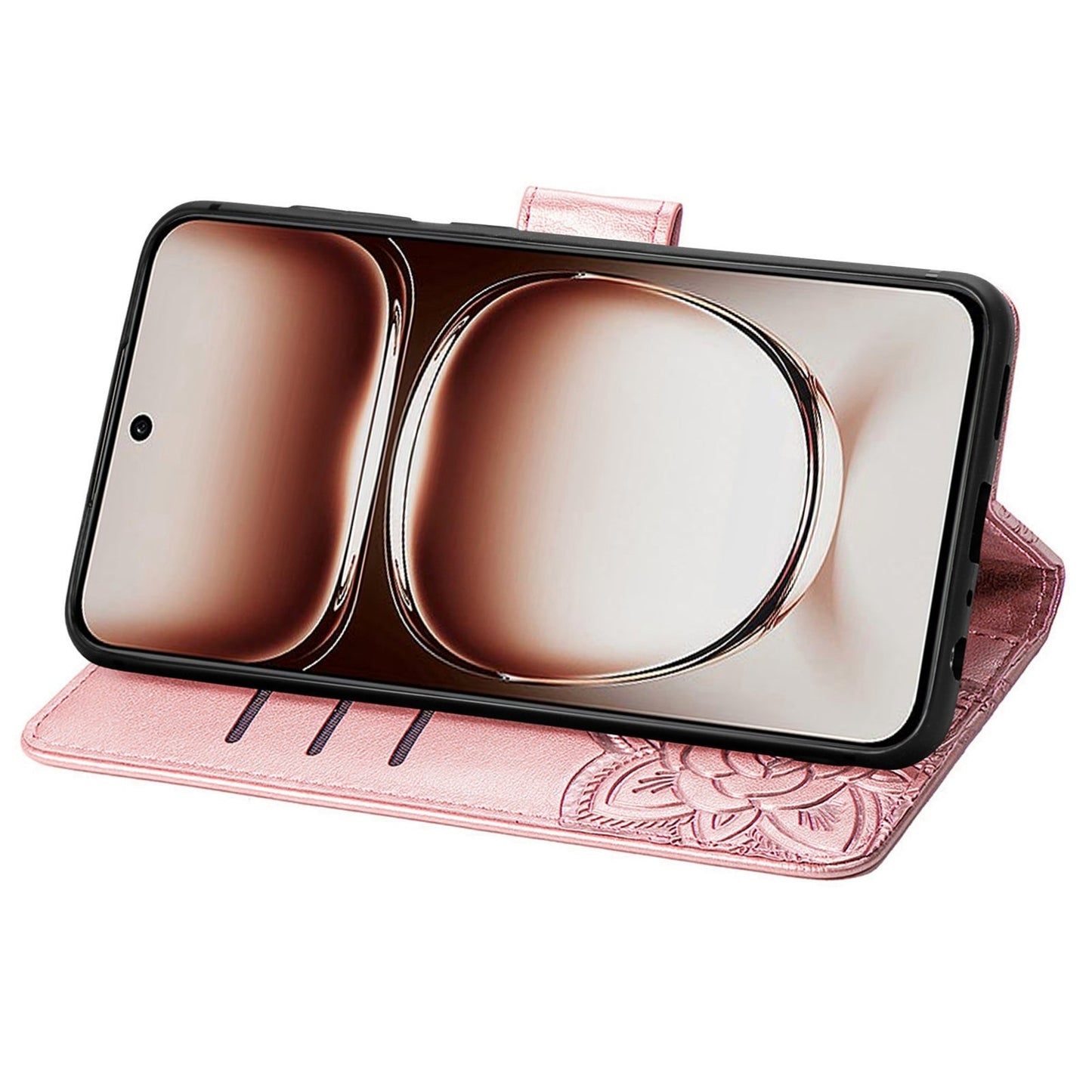 For Xiaomi Redmi 14C Butterfly Love Flower Embossed Leather Phone Case(Rose Gold)