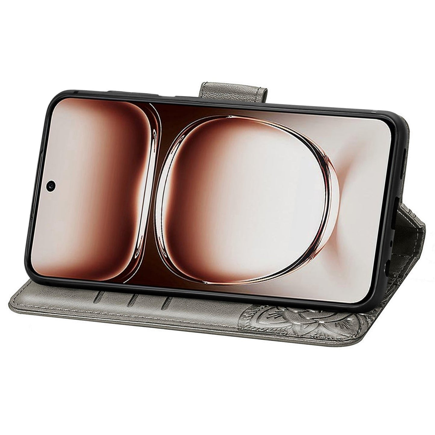 For Xiaomi Redmi 14C Butterfly Love Flower Embossed Leather Phone Case(Grey)