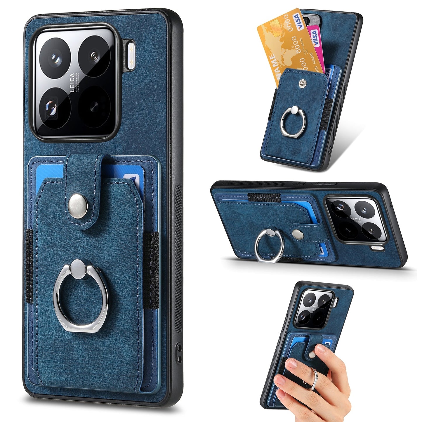 For Xiaomi 15 Retro Skin-feel Ring Card Wallet Phone Case(Blue)