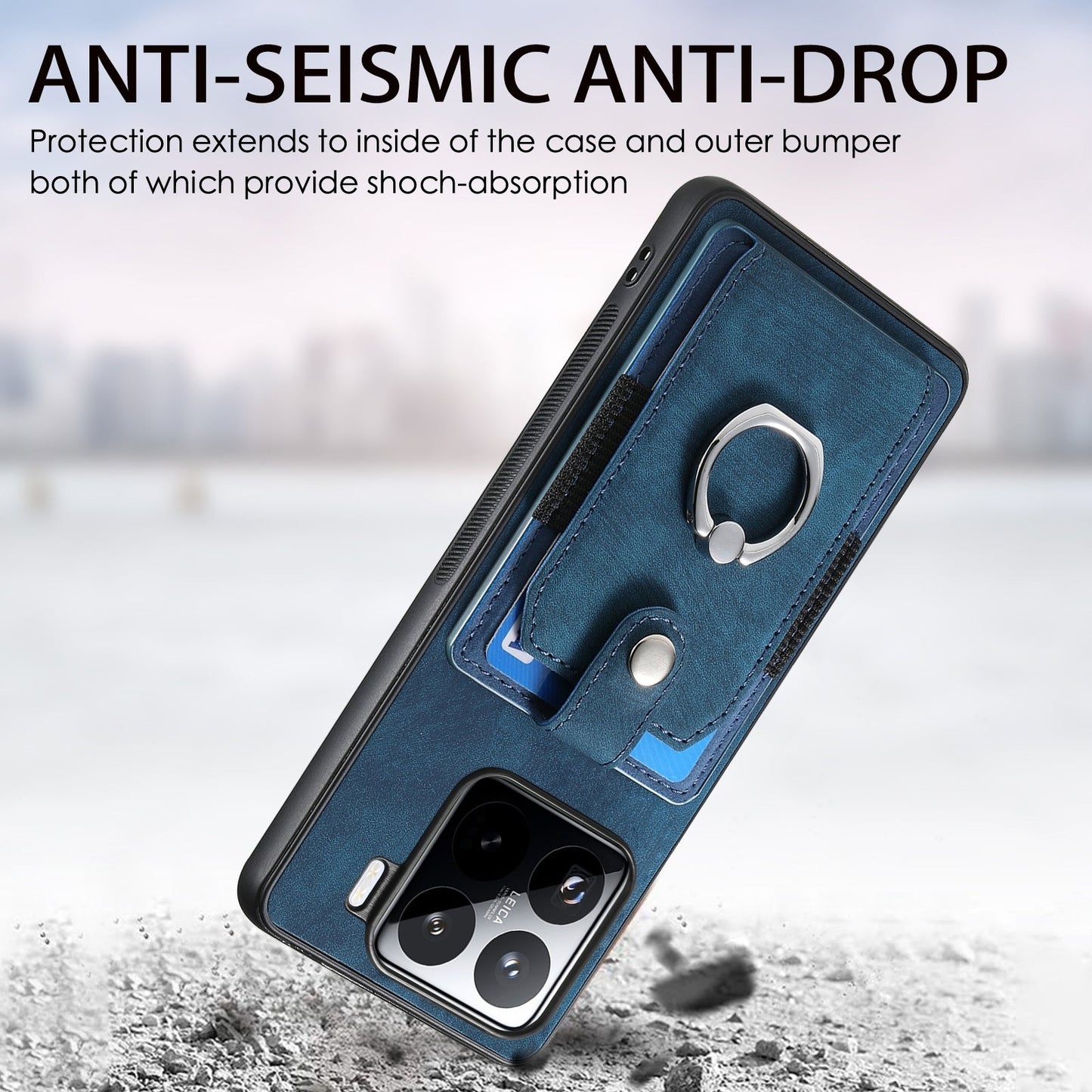 For Xiaomi 15 Retro Skin-feel Ring Card Wallet Phone Case(Blue)