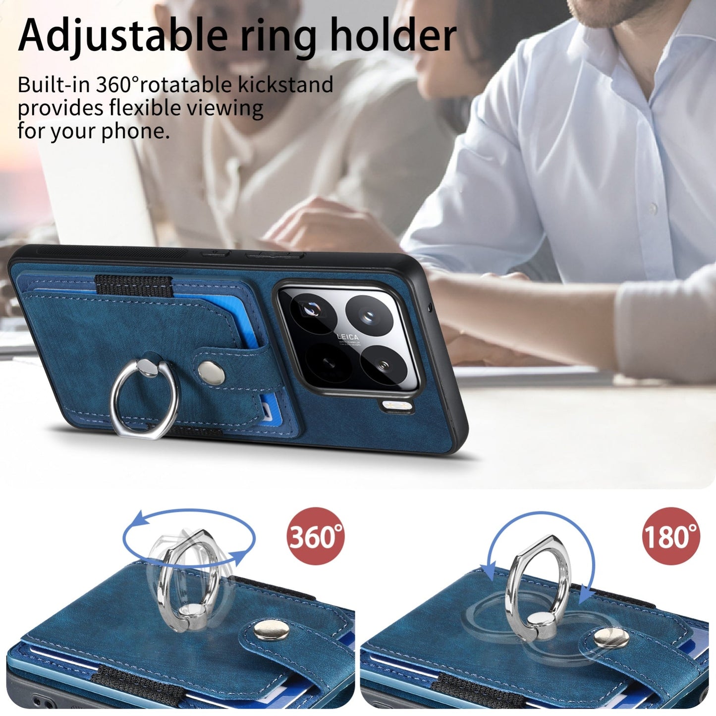 For Xiaomi 15 Retro Skin-feel Ring Card Wallet Phone Case(Blue)