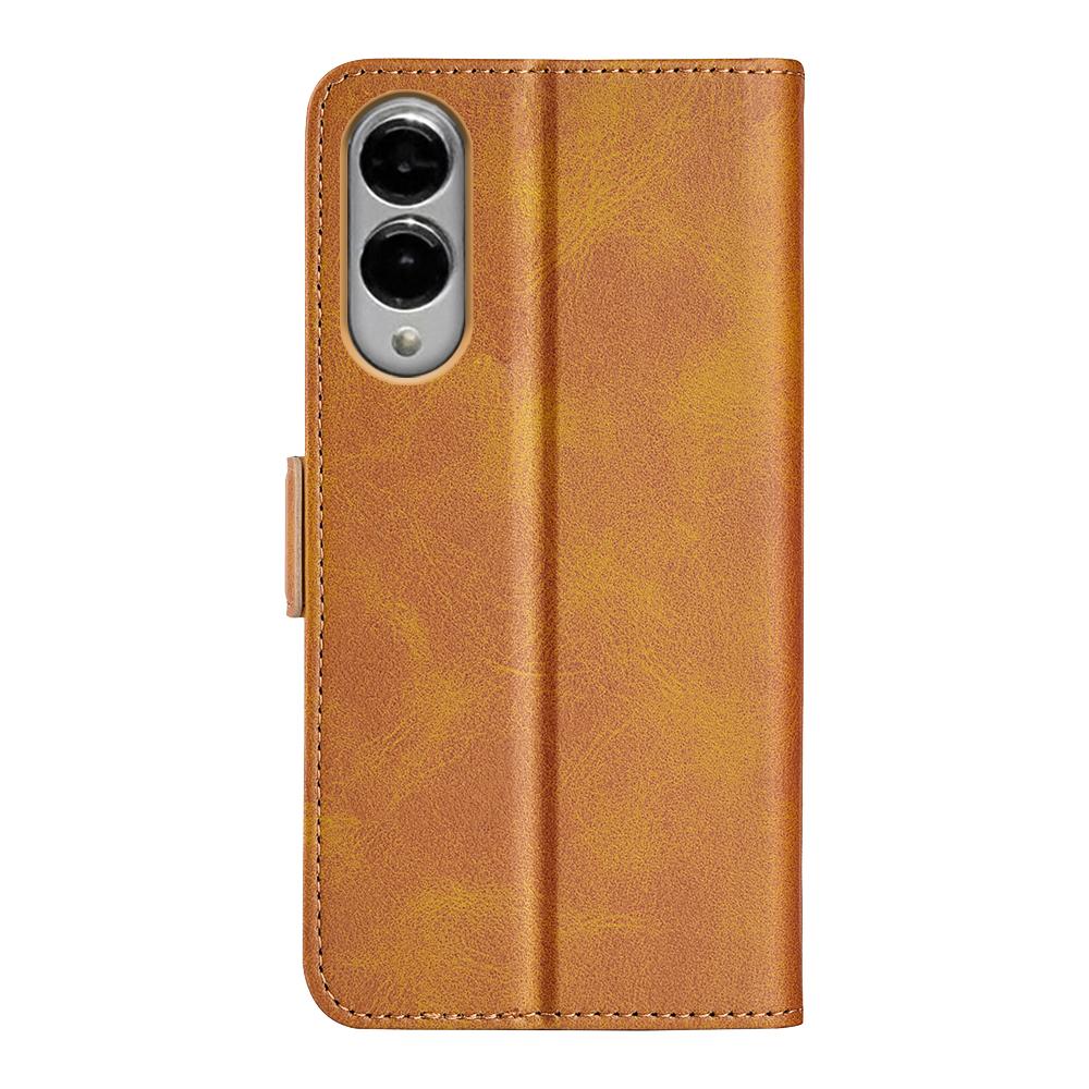 For Samsung Galaxy S25 Edge 5G Dual-side Magnetic Buckle Horizontal Flip Leather Phone Case(Yellow)