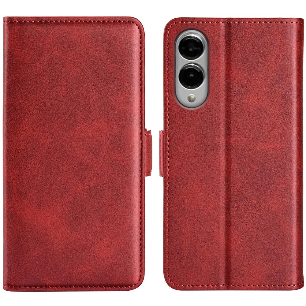 For Samsung Galaxy S25 Edge 5G Dual-side Magnetic Buckle Horizontal Flip Leather Phone Case(Red)