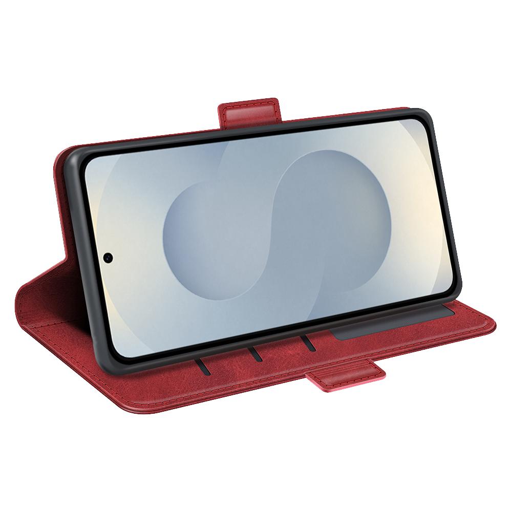 For Samsung Galaxy S25 Edge 5G Dual-side Magnetic Buckle Horizontal Flip Leather Phone Case(Red)