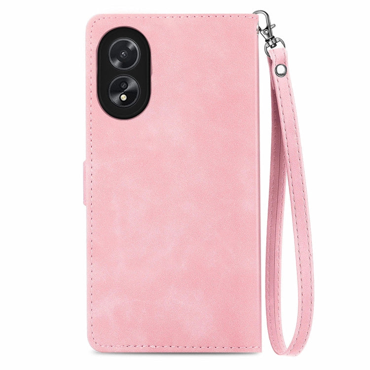 For Honor X5 Plus Embossed Flower Zipper Leather Phone Case(Pink)
