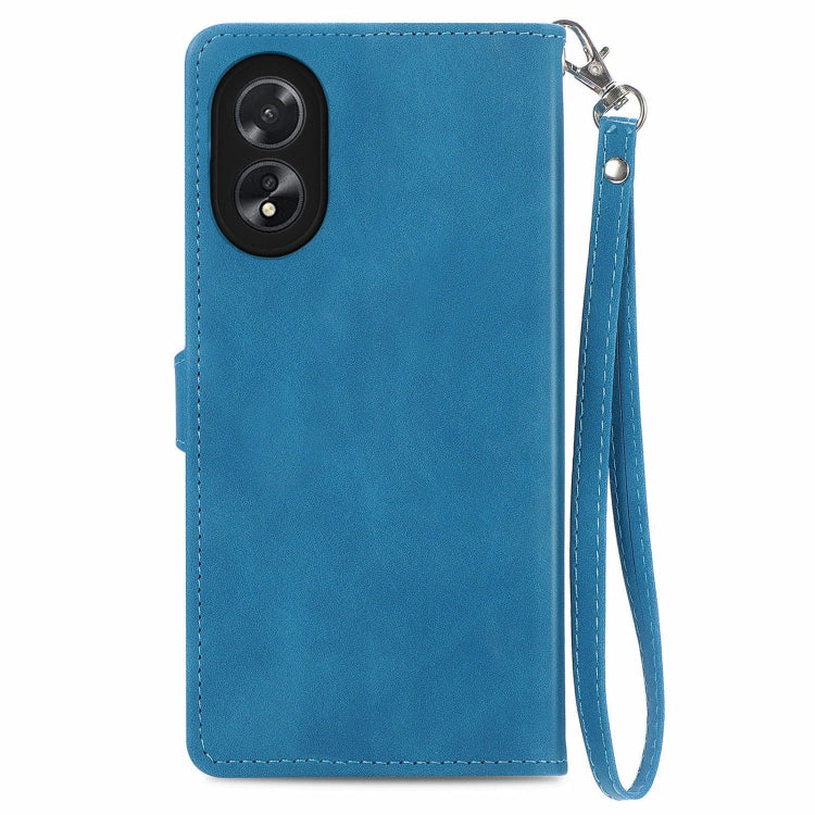 For Honor X5 Plus Embossed Flower Zipper Leather Phone Case(Blue)