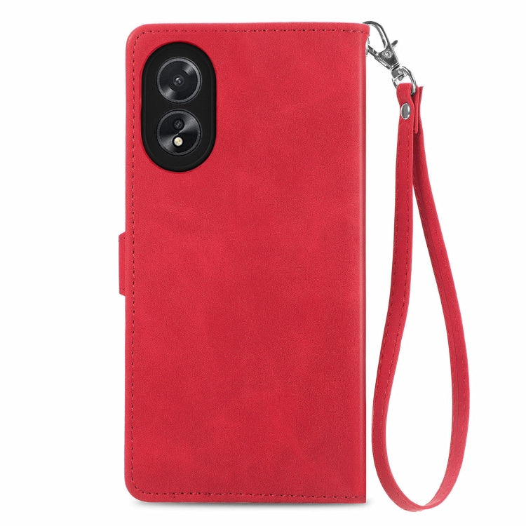 For Honor X5 Plus Embossed Flower Zipper Leather Phone Case(Red)
