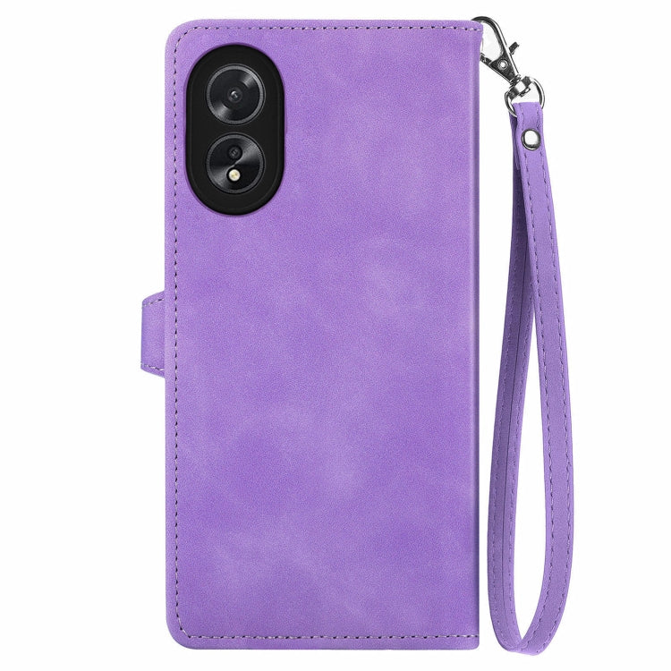 For Honor X5 Plus Embossed Flower Zipper Leather Phone Case(Purple)