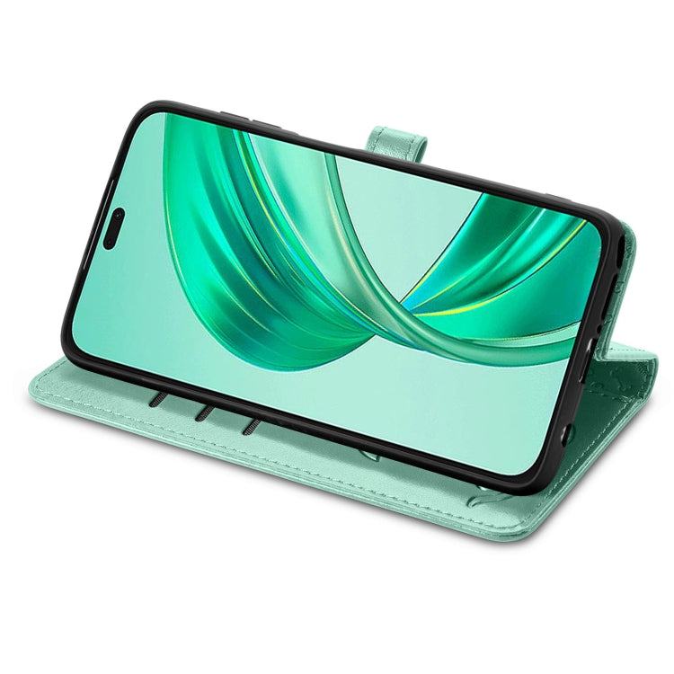 For Honor X8b Cat and Dog Embossed Leather Phone Case(Green)