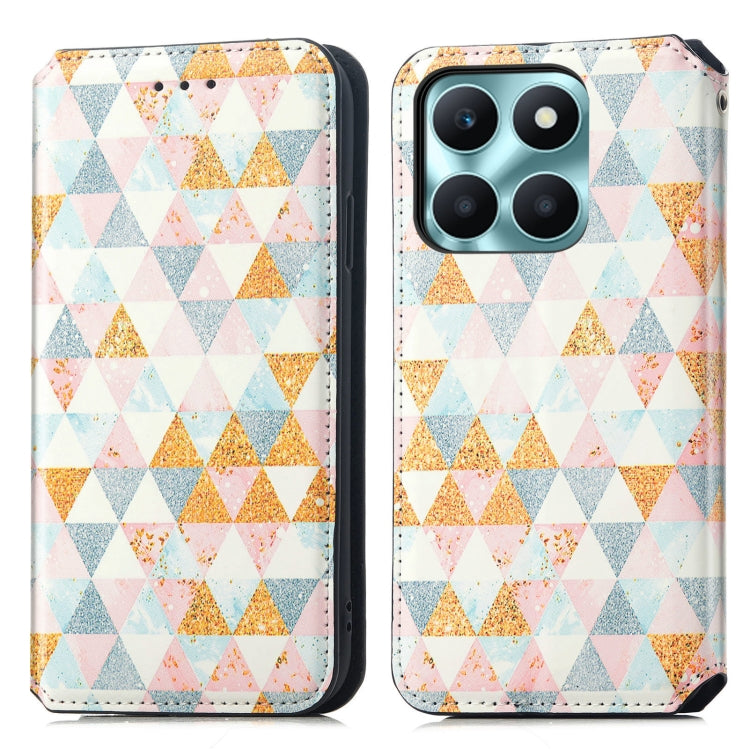 For Honor X6a CaseNeo Colorful Magnetic Leather Phone Case(Rhombus)
