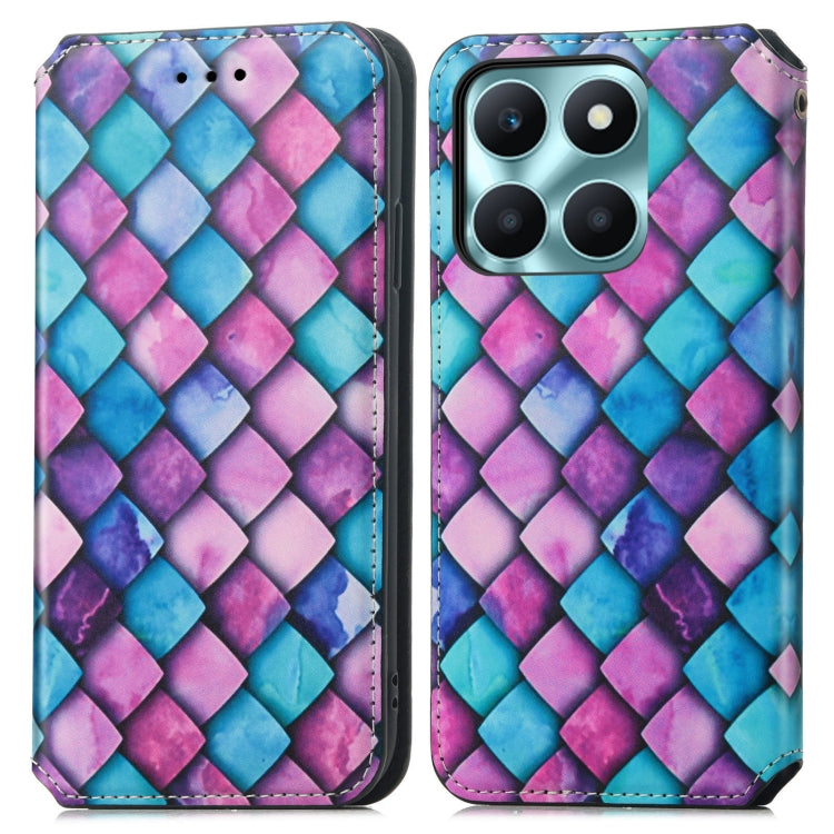 For Honor X6a CaseNeo Colorful Magnetic Leather Phone Case(Purple Scales)