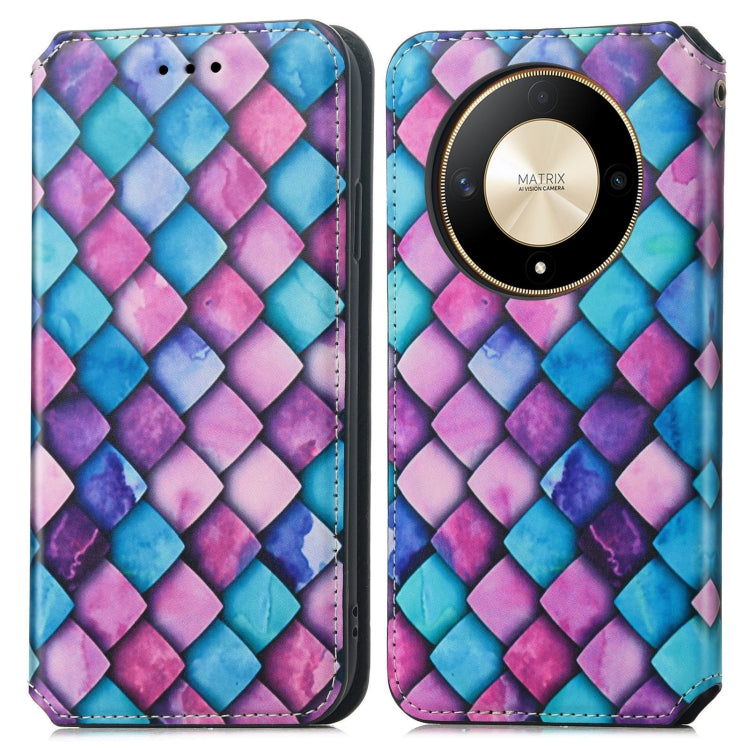 For Honor X9b CaseNeo Colorful Magnetic Leather Phone Case(Purple Scales)