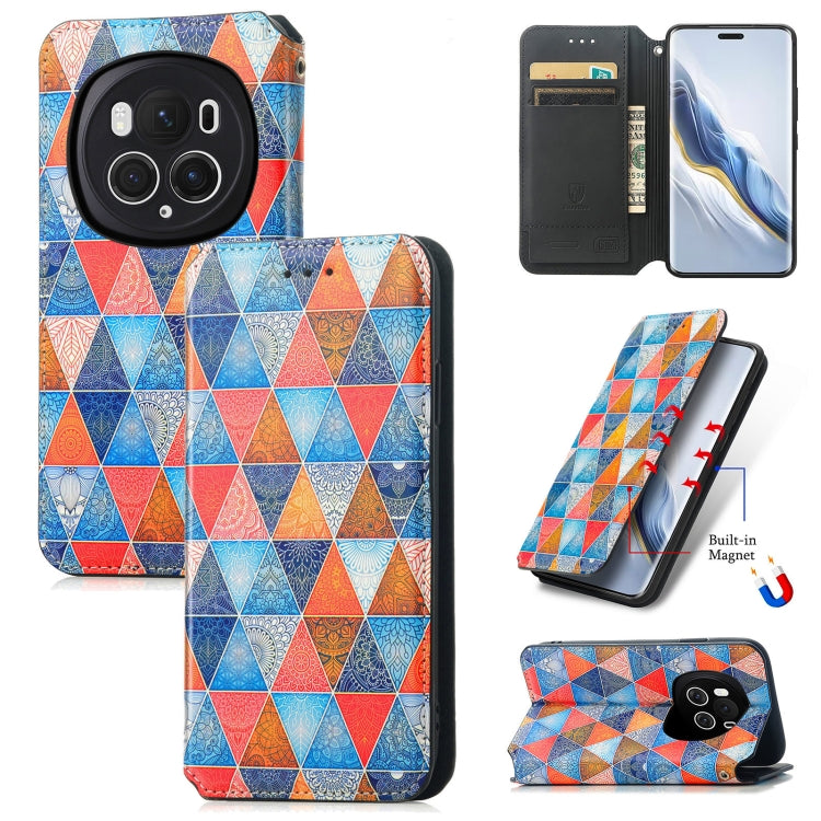 For Honor Magic6 Pro CaseNeo Colorful Magnetic Leather Phone Case(Rhombus Mandala)