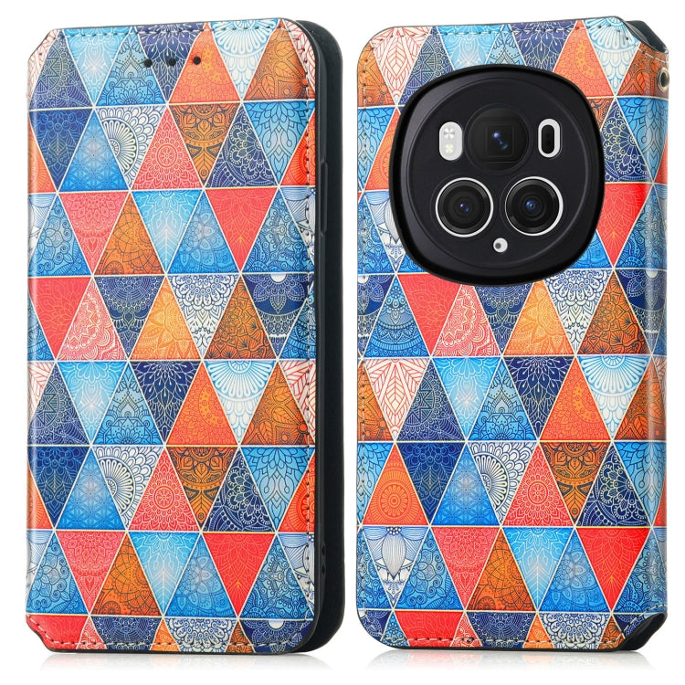 For Honor Magic6 Pro CaseNeo Colorful Magnetic Leather Phone Case(Rhombus Mandala)
