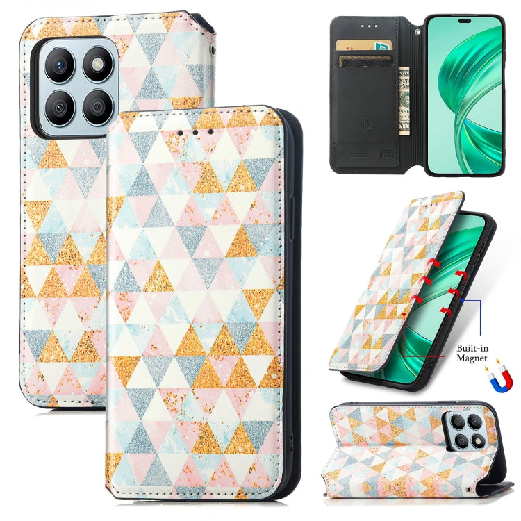 For Honor X8b CaseNeo Colorful Magnetic Leather Phone Case(Rhombus)