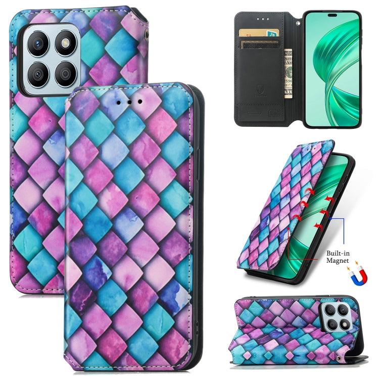 For Honor X8b CaseNeo Colorful Magnetic Leather Phone Case(Purple Scales)