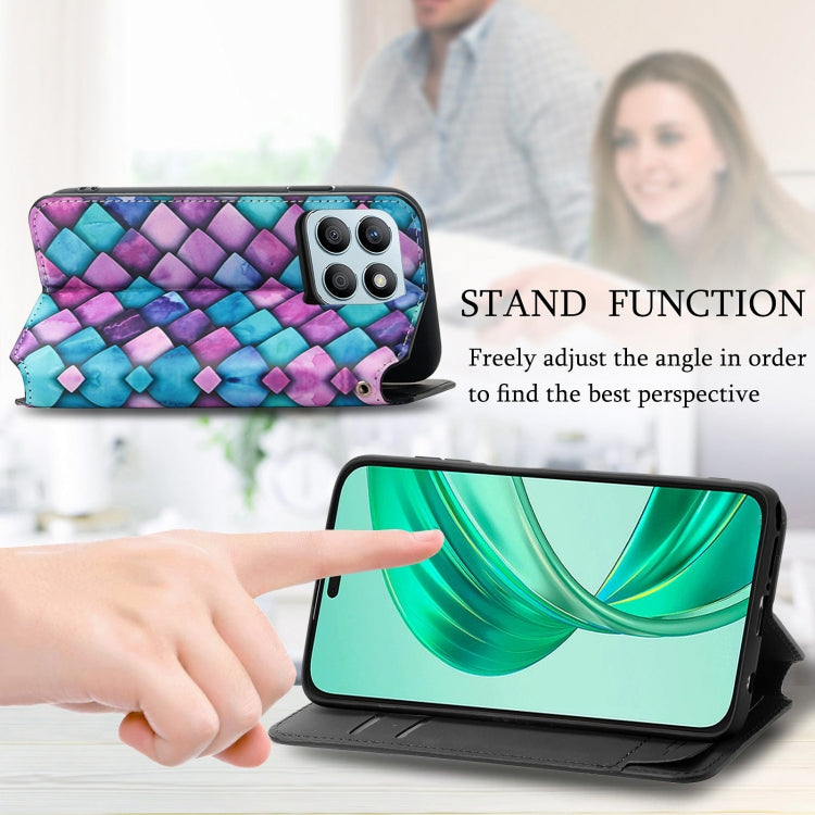 For Honor X8b CaseNeo Colorful Magnetic Leather Phone Case(Purple Scales)