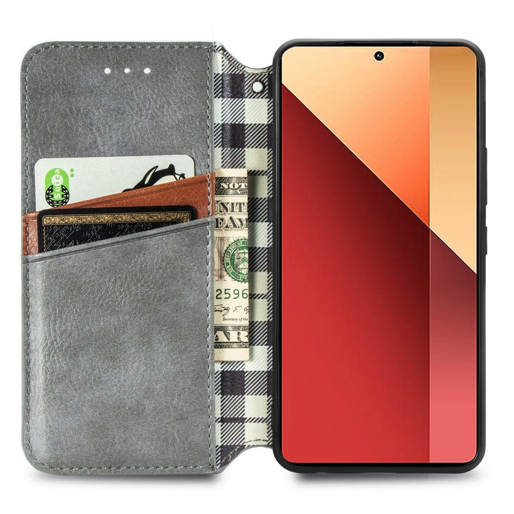 For Honor X9b Cubic Grid Pressed Magnetic Leather Phone Case(Grey)