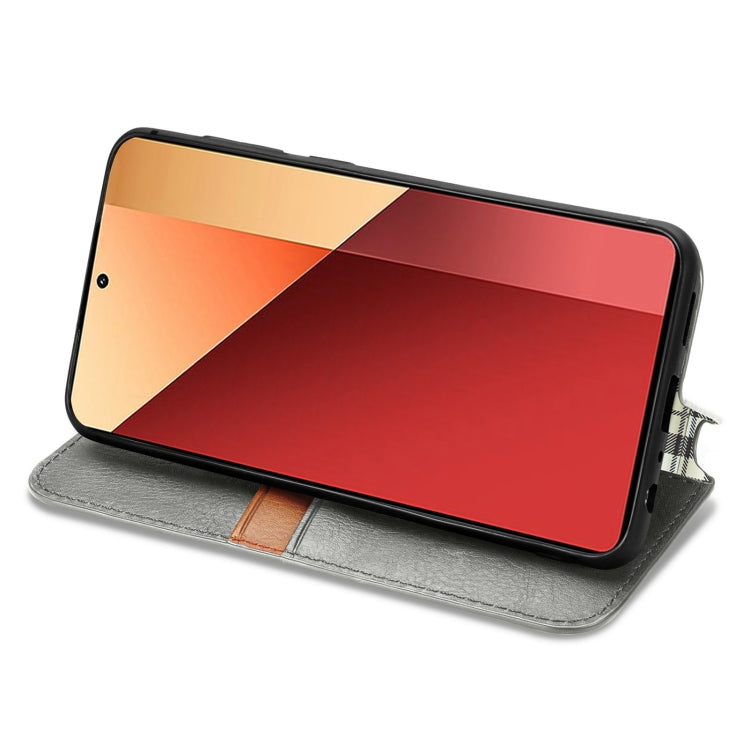 For Honor X9b Cubic Grid Pressed Magnetic Leather Phone Case(Grey)