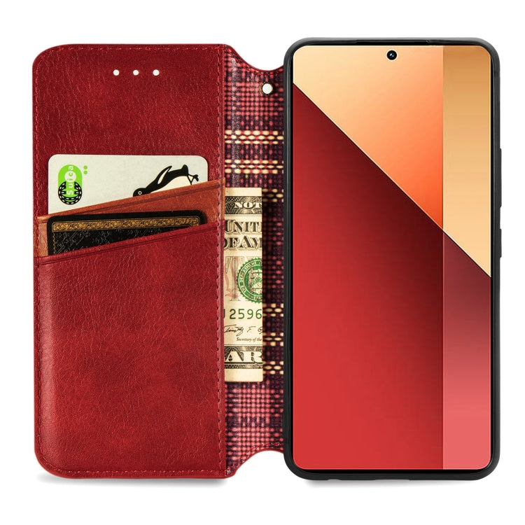 For Honor X9b Cubic Grid Pressed Magnetic Leather Phone Case(Red)