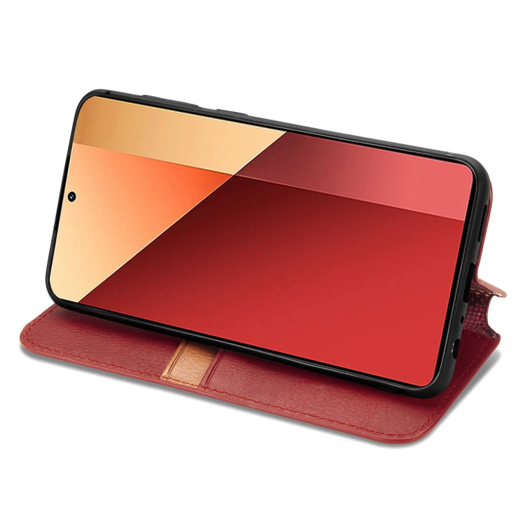 For Honor X9b Cubic Grid Pressed Magnetic Leather Phone Case(Red)