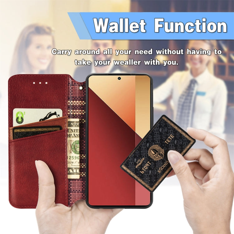 For Honor X9b Cubic Grid Pressed Magnetic Leather Phone Case(Red)