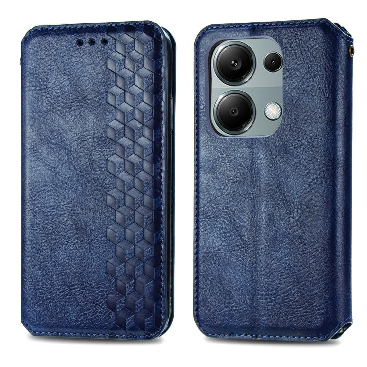 For Honor X9b Cubic Grid Pressed Magnetic Leather Phone Case(Blue)