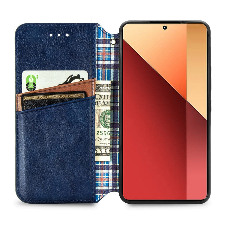 For Honor X9b Cubic Grid Pressed Magnetic Leather Phone Case(Blue)