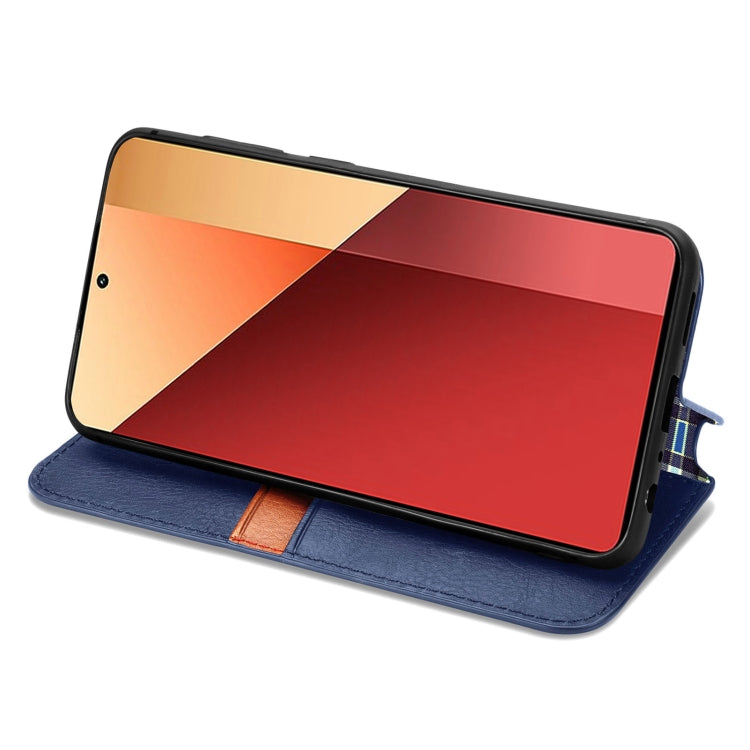 For Honor X9b Cubic Grid Pressed Magnetic Leather Phone Case(Blue)