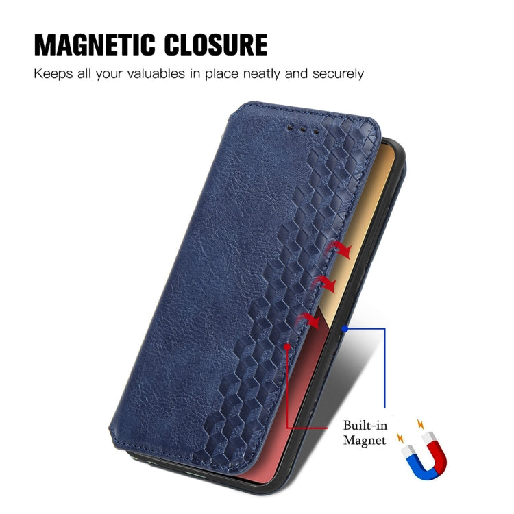 For Honor X9b Cubic Grid Pressed Magnetic Leather Phone Case(Blue)