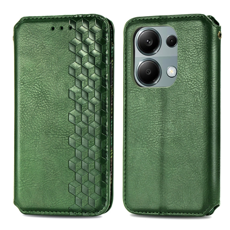 For Honor X9b Cubic Grid Pressed Magnetic Leather Phone Case(Green)