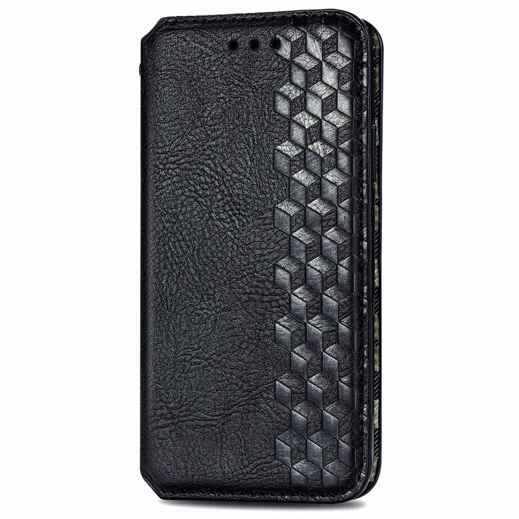 For Honor 100 5G Cubic Grid Pressed Magnetic Leather Phone Case(Black)