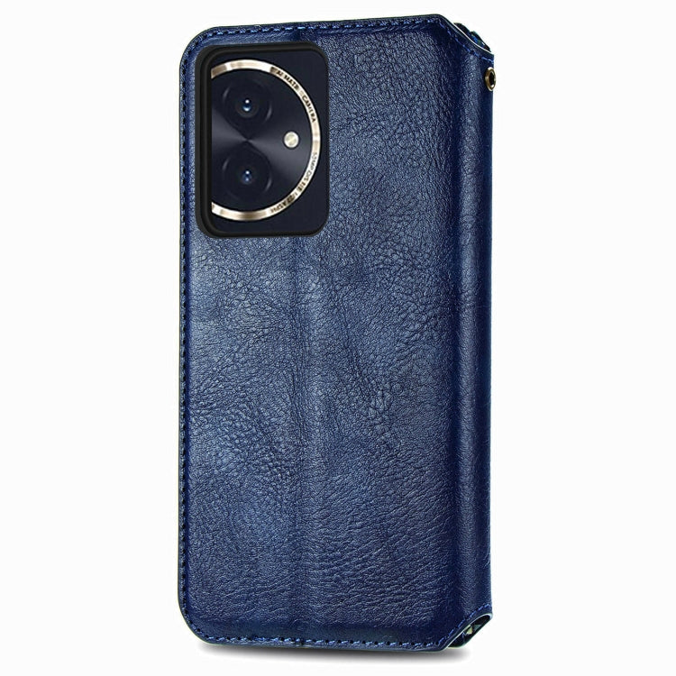 For Honor 100 5G Cubic Grid Pressed Magnetic Leather Phone Case(Blue)