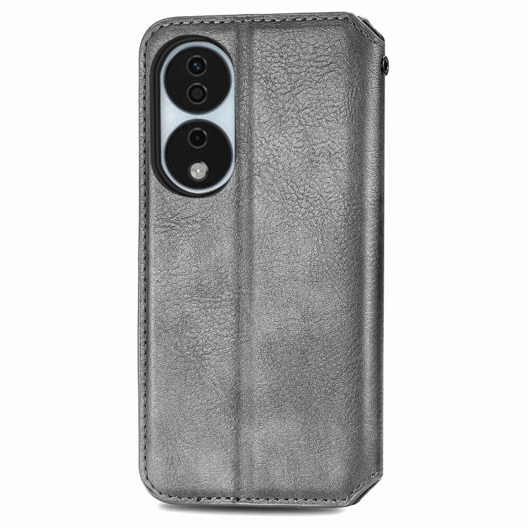 For Honor X7b 4G Cubic Grid Pressed Magnetic Leather Phone Case(Grey)