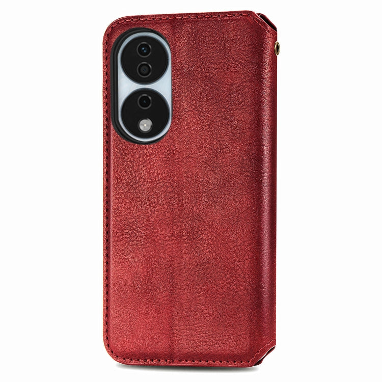 For Honor X7b 4G Cubic Grid Pressed Magnetic Leather Phone Case(Red)