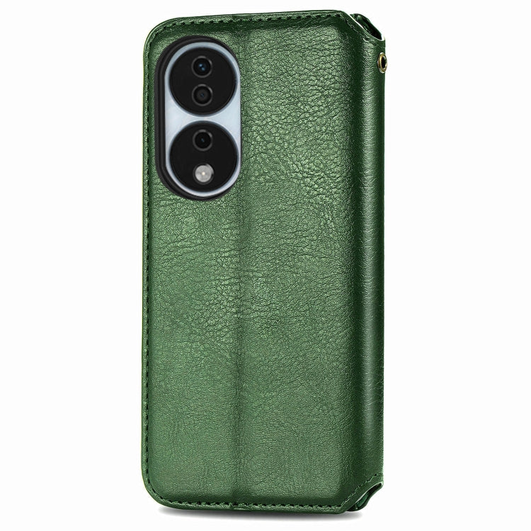For Honor X7b 4G Cubic Grid Pressed Magnetic Leather Phone Case(Green)