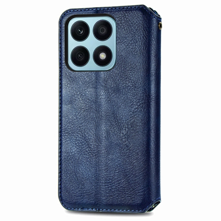 For Honor X8b 4G Cubic Grid Pressed Magnetic Leather Phone Case(Blue)