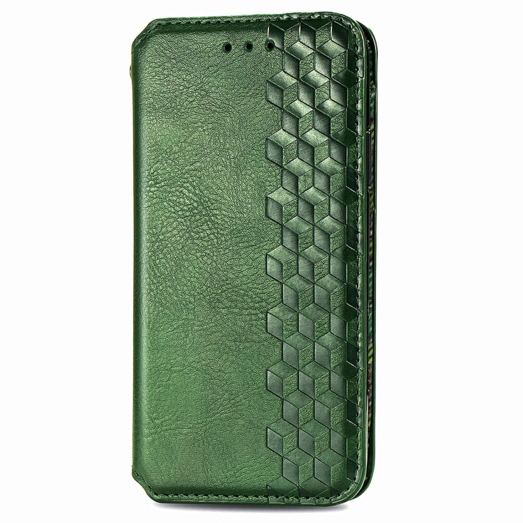 For Honor X8b 4G Cubic Grid Pressed Magnetic Leather Phone Case(Green)