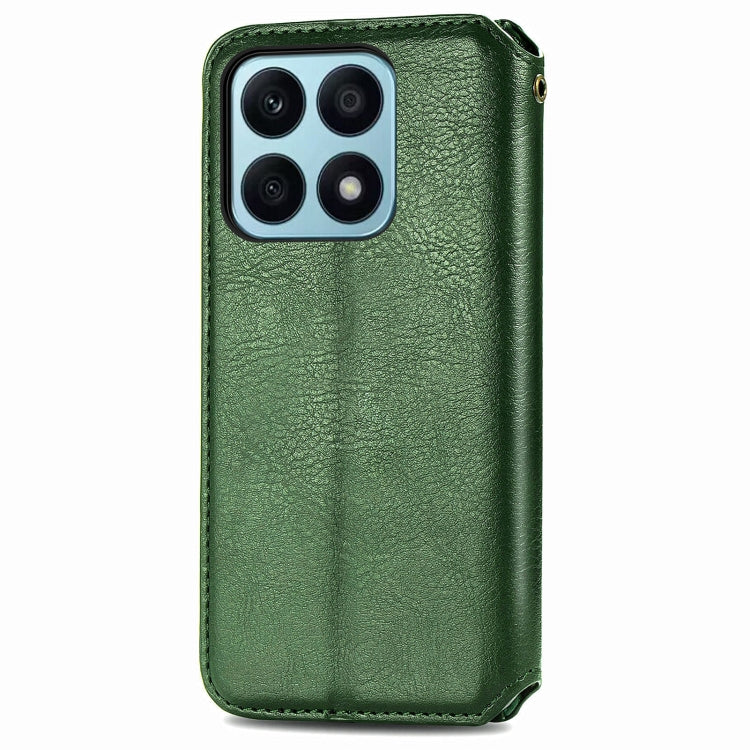 For Honor X8b 4G Cubic Grid Pressed Magnetic Leather Phone Case(Green)