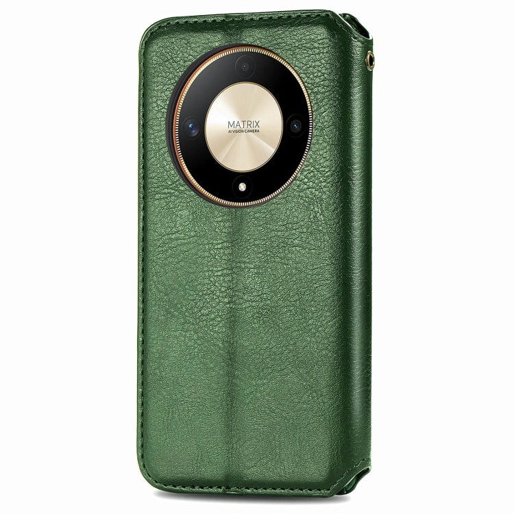 For Honor X9b 4G Cubic Grid Pressed Magnetic Leather Phone Case(Green)