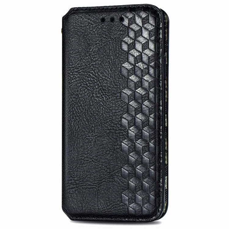 For Honor X50i Cubic Grid Pressed Magnetic Leather Phone Case(Black)
