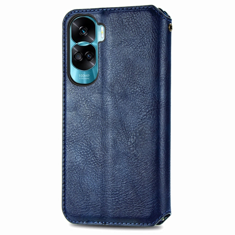 For Honor X50i Cubic Grid Pressed Magnetic Leather Phone Case(Blue)