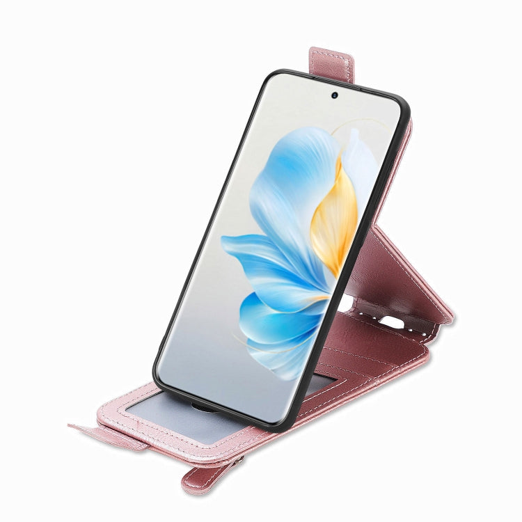 For Honor 100 5G Zipper Wallet Vertical Flip Leather Phone Case(Pink)