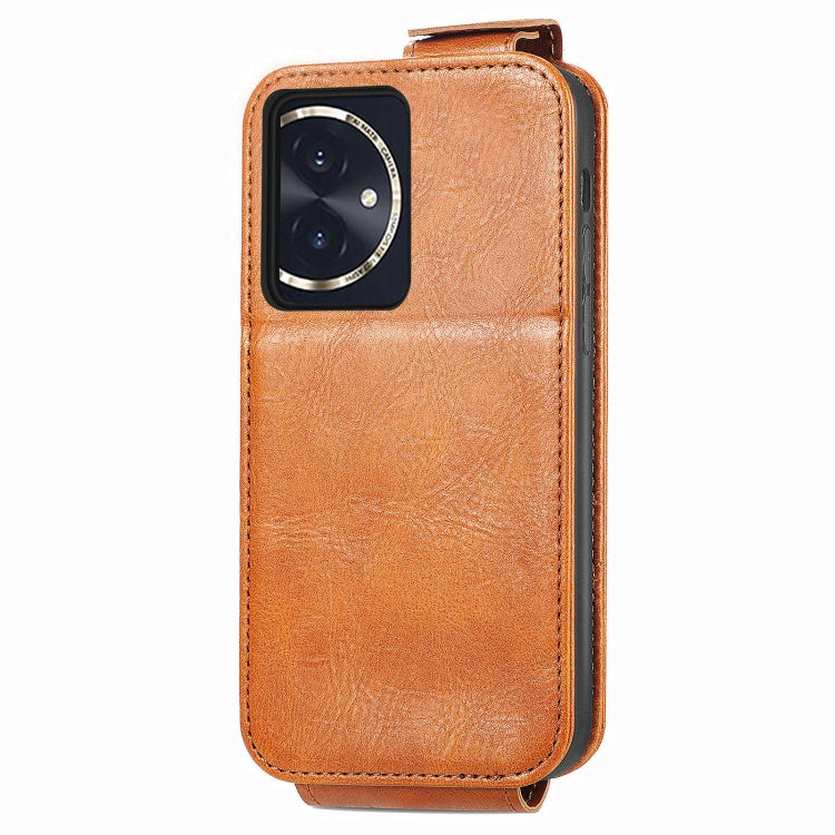 For Honor 100 5G Zipper Wallet Vertical Flip Leather Phone Case(Brown)
