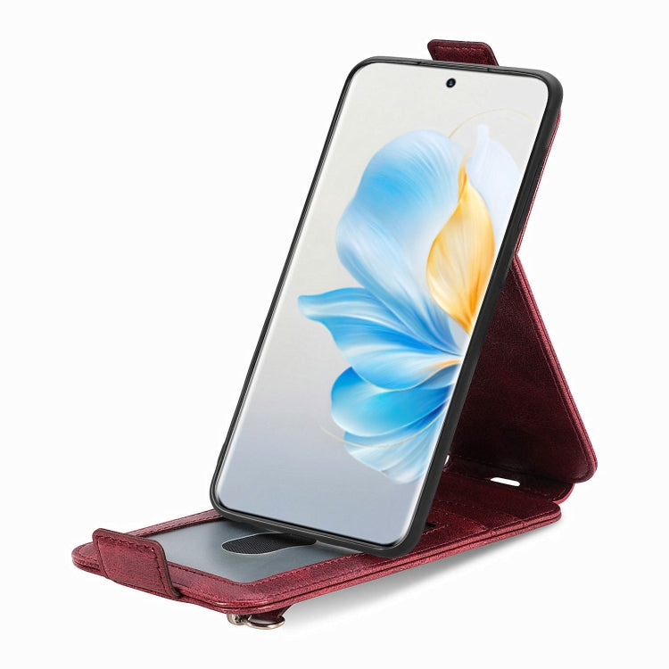 For Honor 100 5G Zipper Wallet Vertical Flip Leather Phone Case(Red)