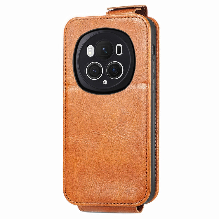 For Honor Magic6 Pro Zipper Wallet Vertical Flip Leather Phone Case(Brown)