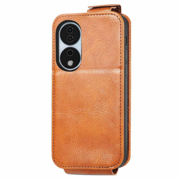 For Honor X7b Zipper Wallet Vertical Flip Leather Phone Case(Brown)