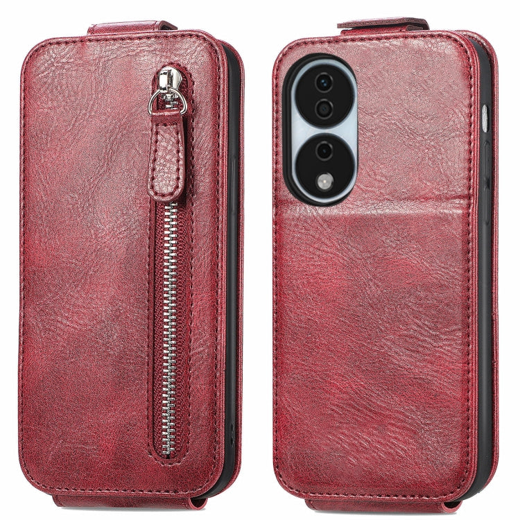 For Honor X7b Zipper Wallet Vertical Flip Leather Phone Case(Red)