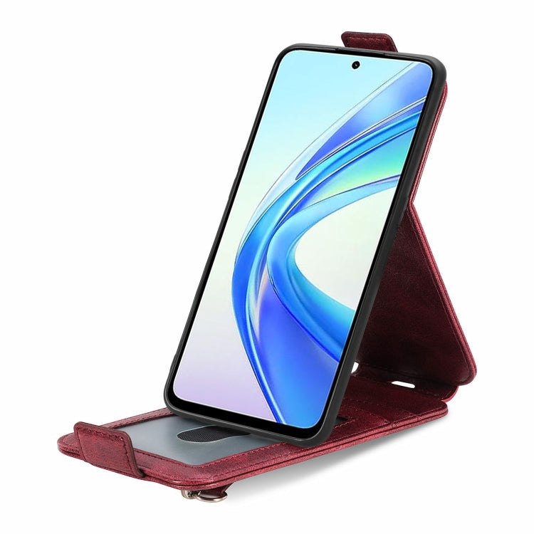 For Honor X7b Zipper Wallet Vertical Flip Leather Phone Case(Red)