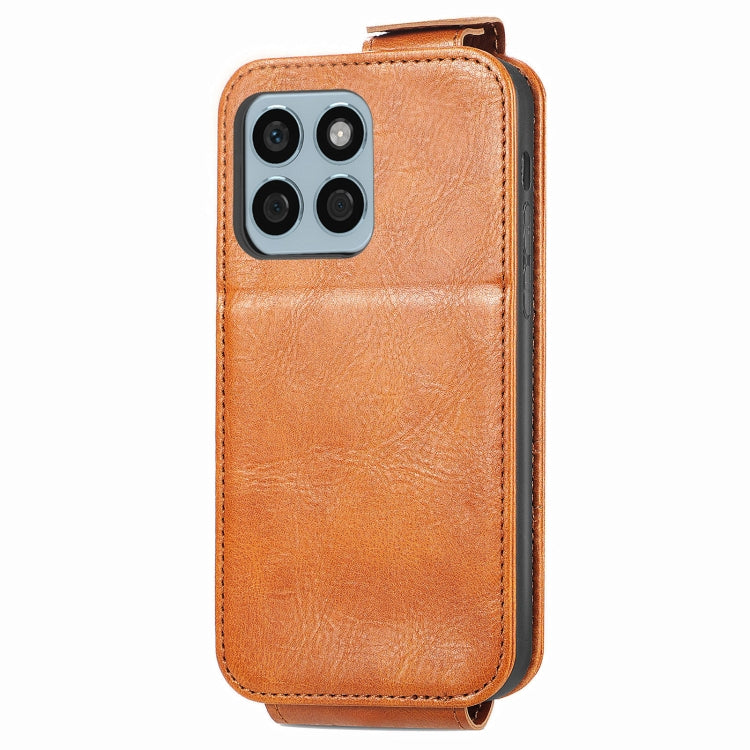 For Honor X8b Zipper Wallet Vertical Flip Leather Phone Case(Brown)